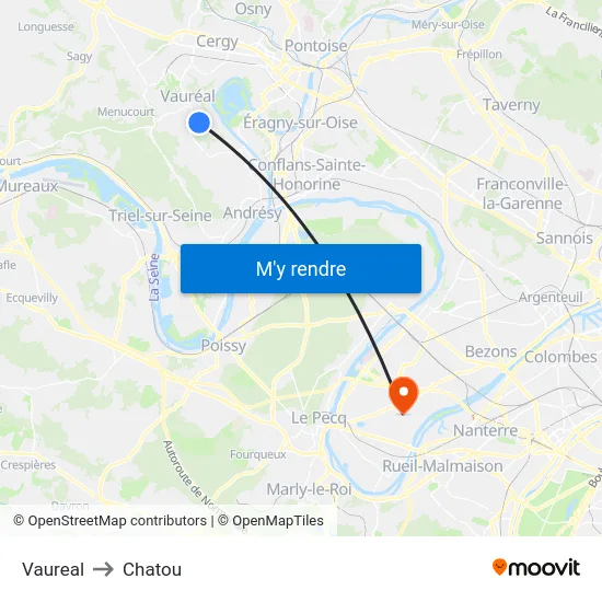Vaureal to Chatou map