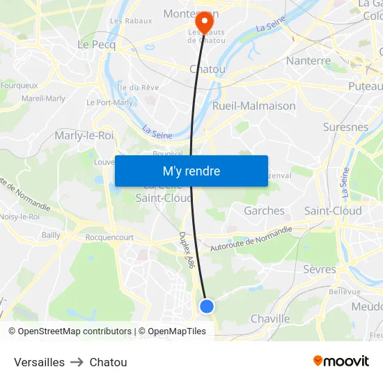 Versailles to Chatou map