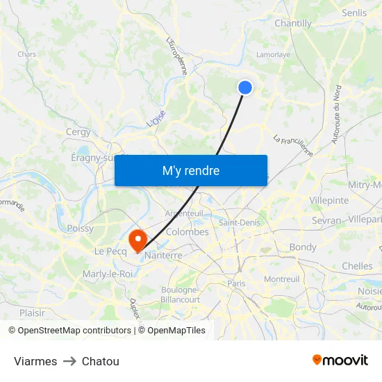 Viarmes to Chatou map
