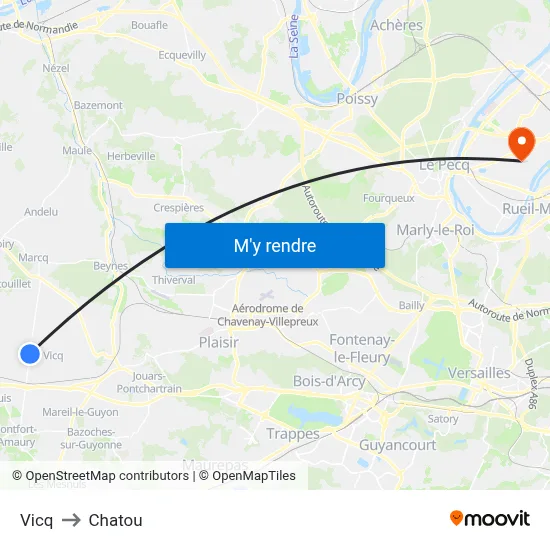 Vicq to Chatou map
