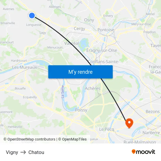 Vigny to Chatou map