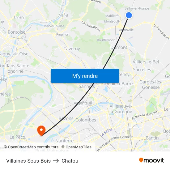 Villaines-Sous-Bois to Chatou map