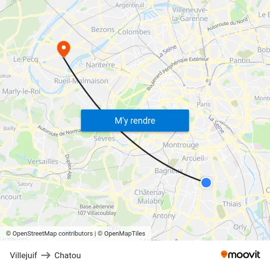 Villejuif to Chatou map