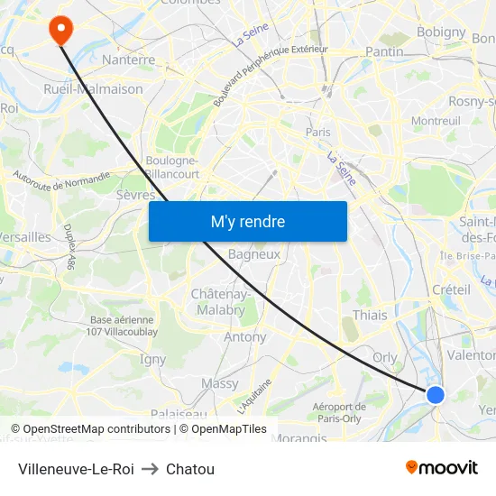 Villeneuve-Le-Roi to Chatou map