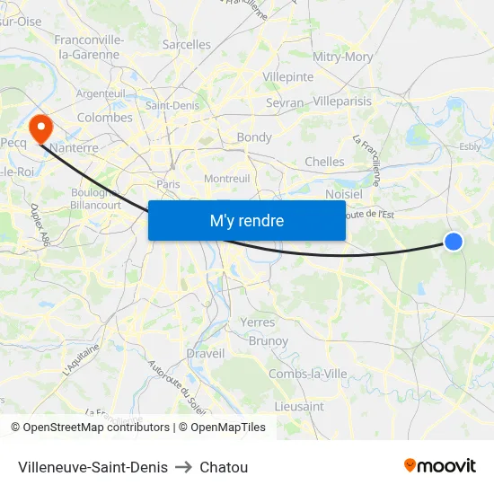 Villeneuve-Saint-Denis to Chatou map