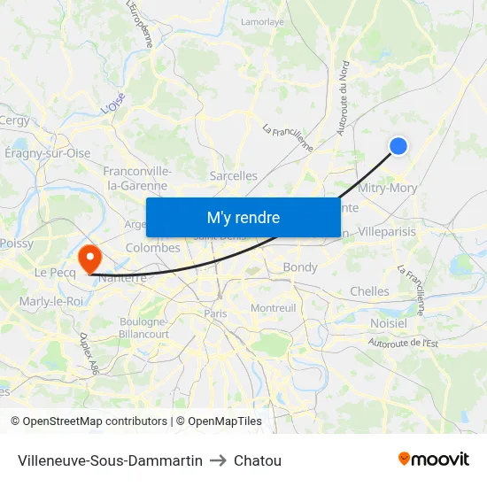 Villeneuve-Sous-Dammartin to Chatou map