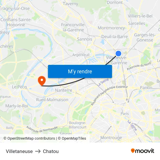 Villetaneuse to Chatou map