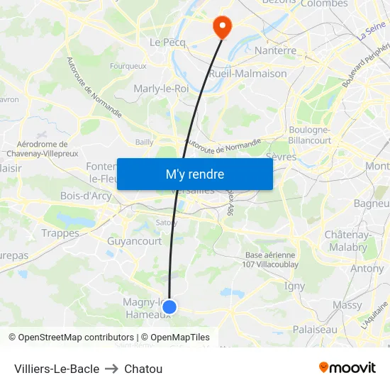 Villiers-Le-Bacle to Chatou map