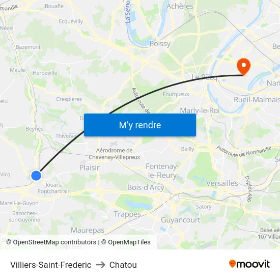 Villiers-Saint-Frederic to Chatou map