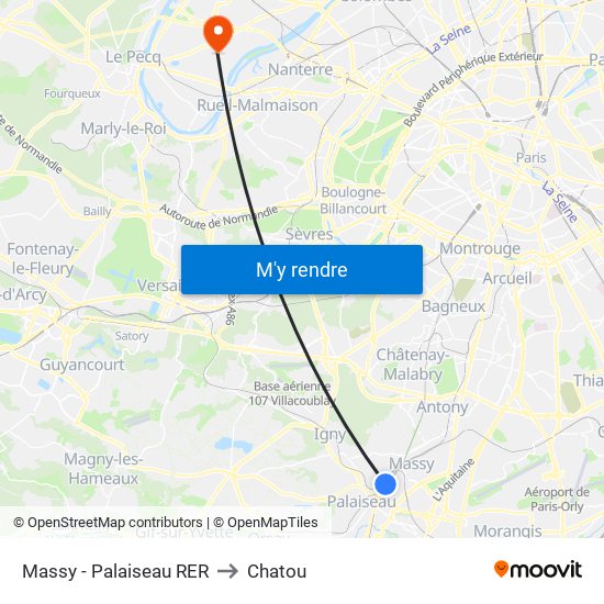 Massy - Palaiseau RER to Chatou map