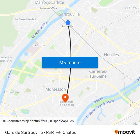 Gare de Sartrouville - RER to Chatou map