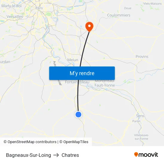 Bagneaux-Sur-Loing to Chatres map