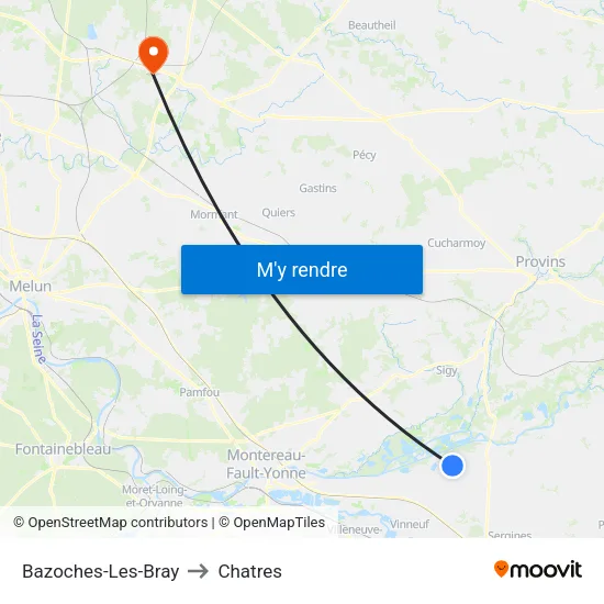 Bazoches-Les-Bray to Chatres map