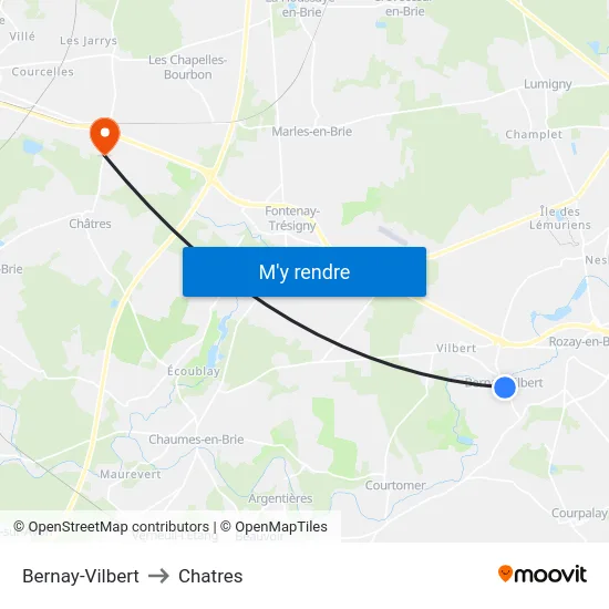 Bernay-Vilbert to Chatres map
