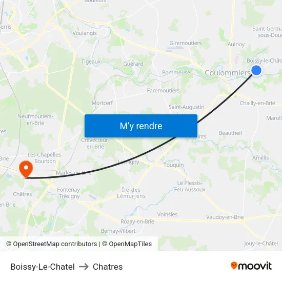 Boissy-Le-Chatel to Chatres map