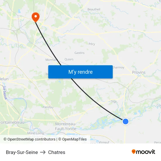 Bray-Sur-Seine to Chatres map