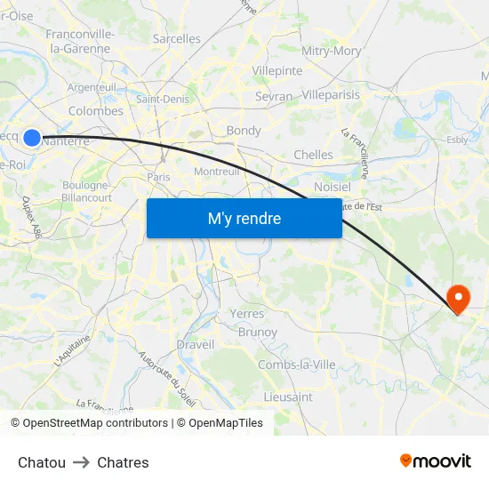 Chatou to Chatres map