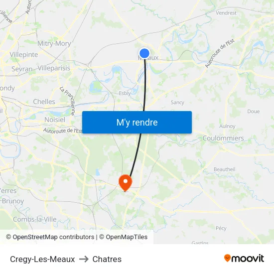 Cregy-Les-Meaux to Chatres map