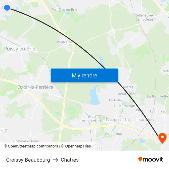 Croissy-Beaubourg to Chatres map