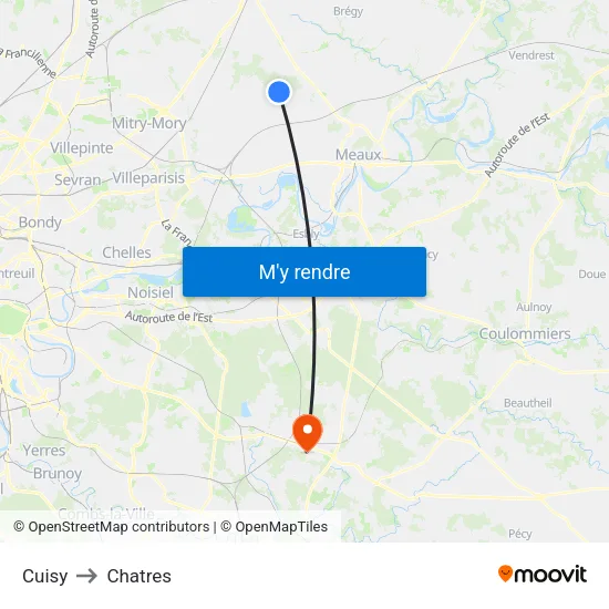 Cuisy to Chatres map