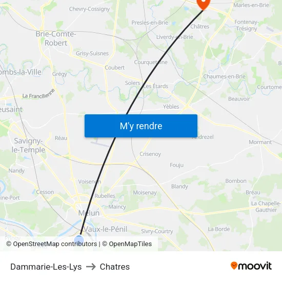 Dammarie-Les-Lys to Chatres map