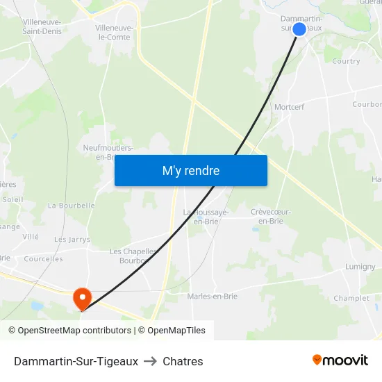 Dammartin-Sur-Tigeaux to Chatres map