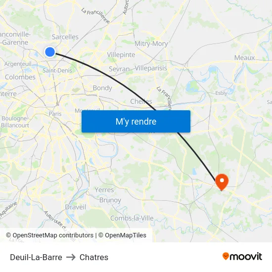 Deuil-La-Barre to Chatres map