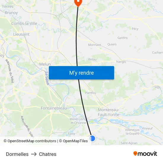 Dormelles to Chatres map