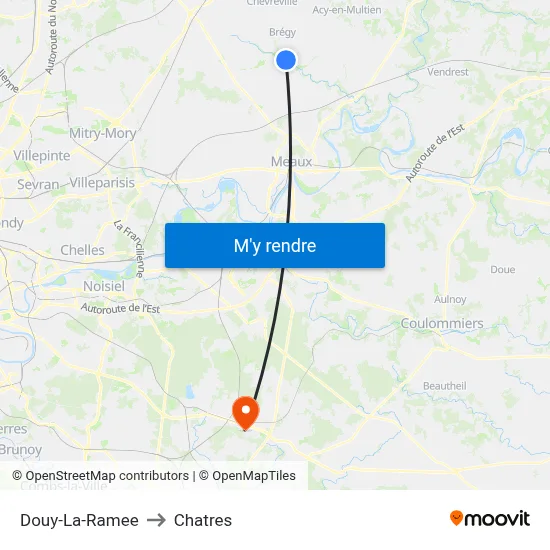 Douy-La-Ramee to Chatres map