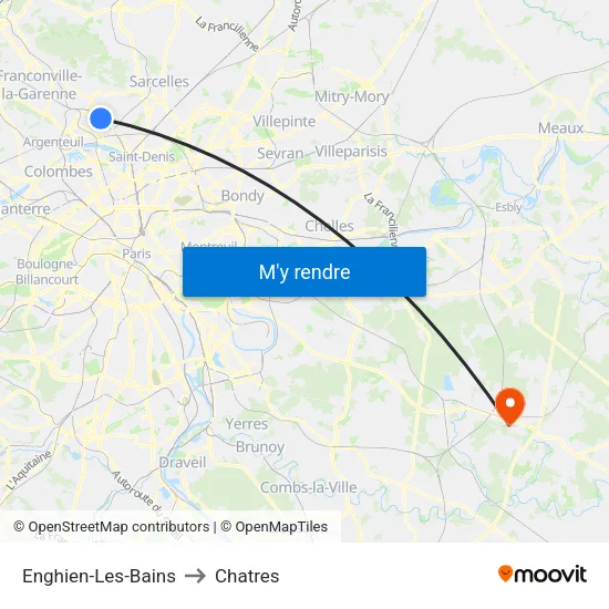 Enghien-Les-Bains to Chatres map