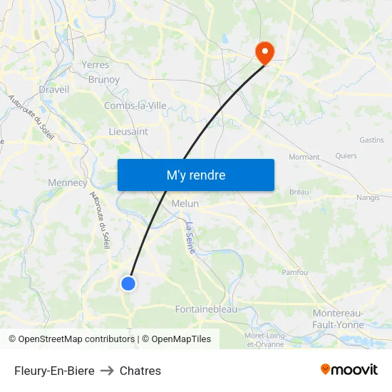 Fleury-En-Biere to Chatres map