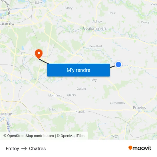 Fretoy to Chatres map