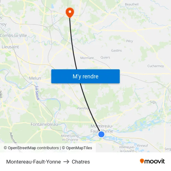 Montereau-Fault-Yonne to Chatres map