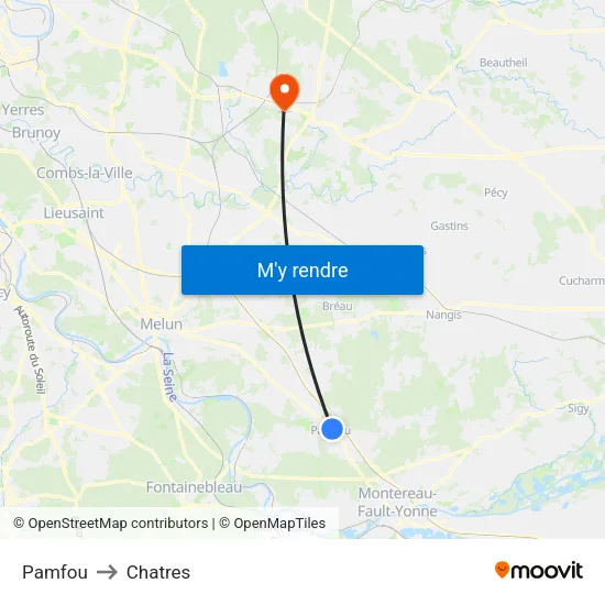 Pamfou to Chatres map