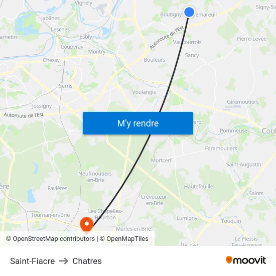 Saint-Fiacre to Chatres map