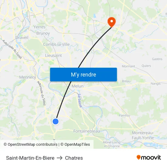 Saint-Martin-En-Biere to Chatres map