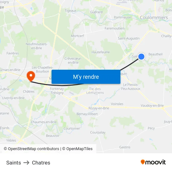 Saints to Chatres map