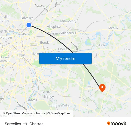 Sarcelles to Chatres map