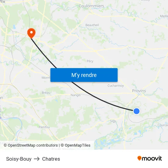 Soisy-Bouy to Chatres map