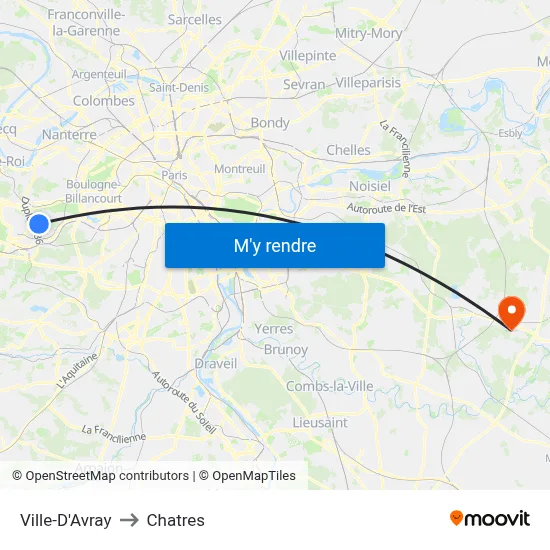 Ville-D'Avray to Chatres map