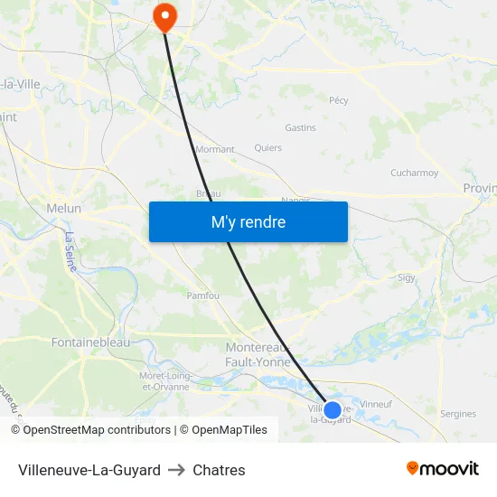 Villeneuve-La-Guyard to Chatres map