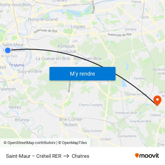 Saint-Maur – Créteil RER to Chatres map