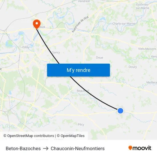 Beton-Bazoches to Chauconin-Neufmontiers map