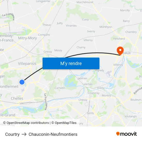 Courtry to Chauconin-Neufmontiers map