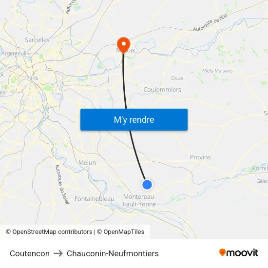 Coutencon to Chauconin-Neufmontiers map