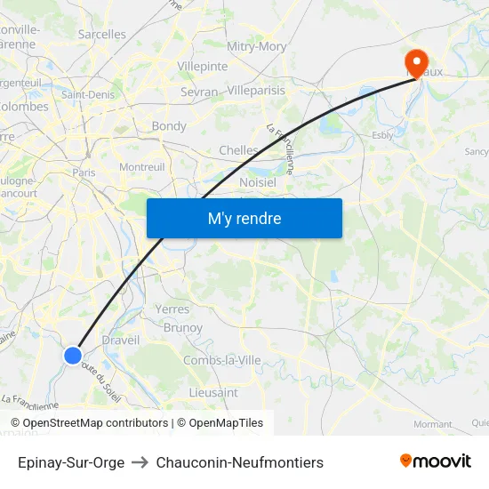 Epinay-Sur-Orge to Chauconin-Neufmontiers map