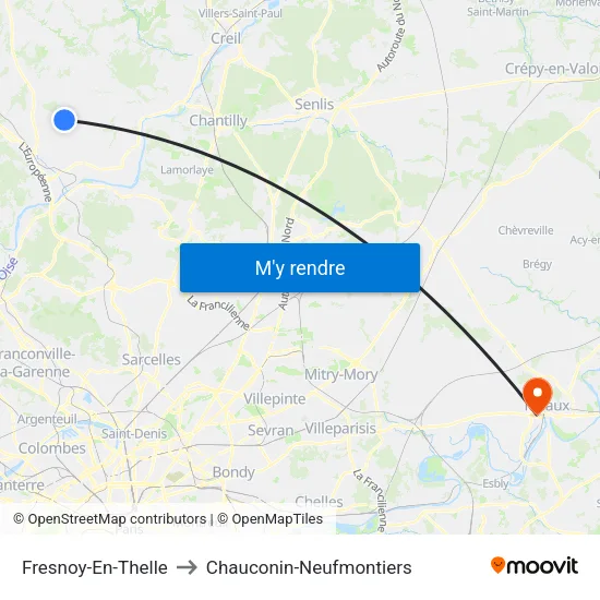 Fresnoy-En-Thelle to Chauconin-Neufmontiers map
