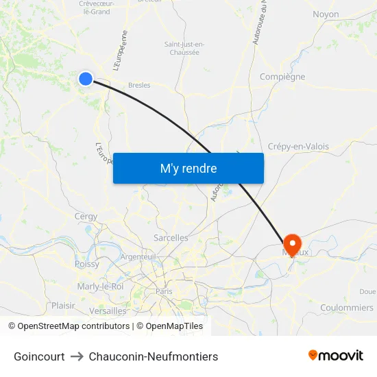 Goincourt to Chauconin-Neufmontiers map