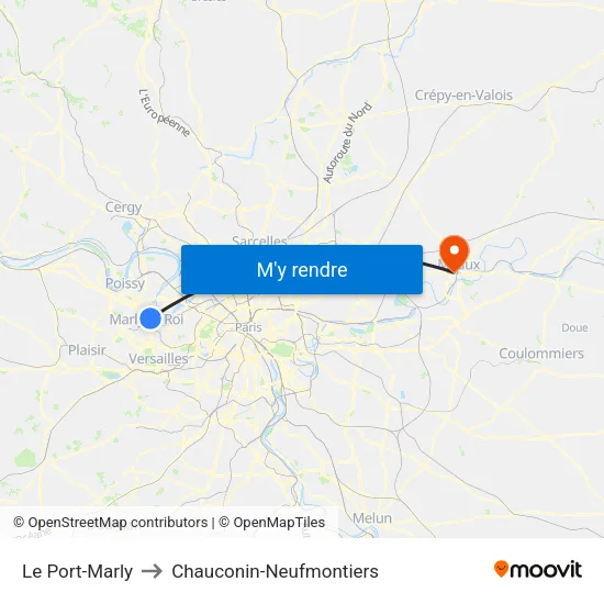 Le Port-Marly to Chauconin-Neufmontiers map