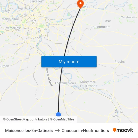 Maisoncelles-En-Gatinais to Chauconin-Neufmontiers map
